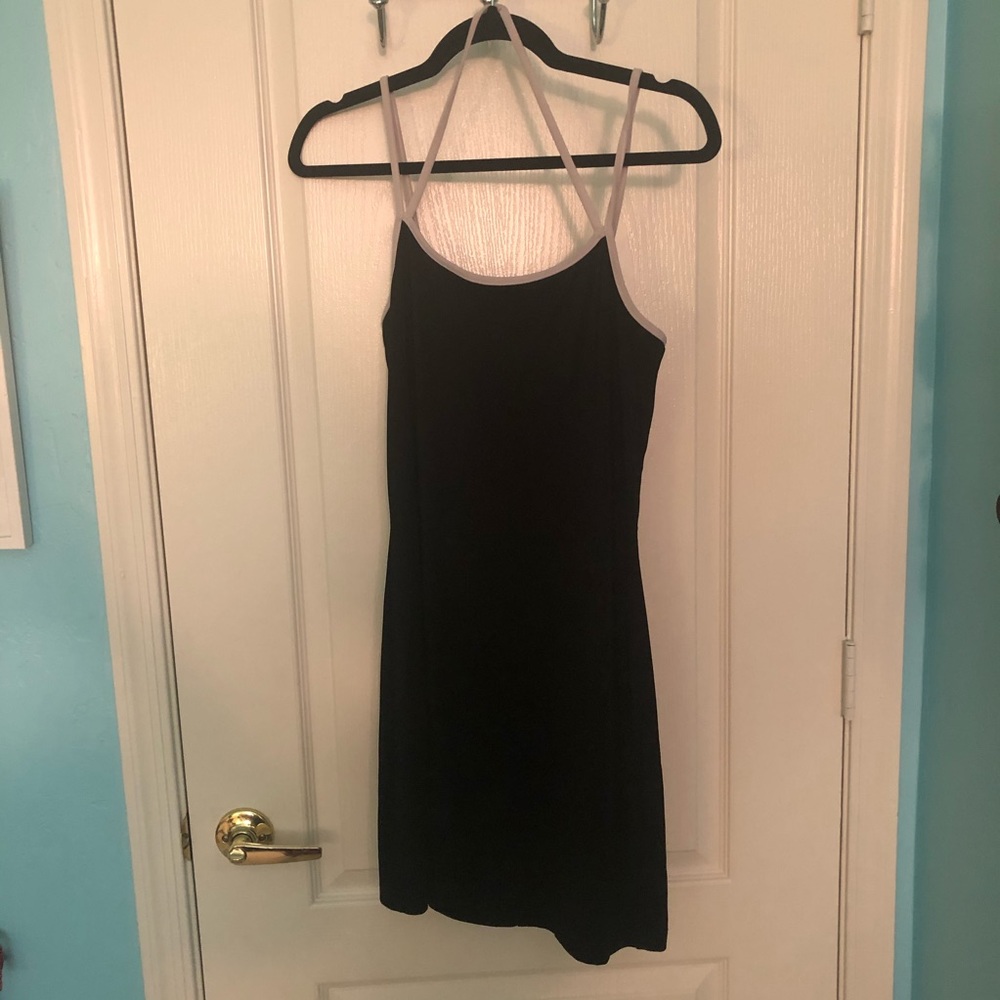 Vintage 90’s Black Mini Dress with White Straps